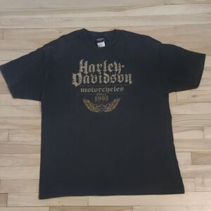Harley-Davidson Dark Tee with Gold Accents
